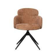 LABEL51 Eetkamerstoelen Levi - Cognac - Chenille - Zwart Metalen Frame