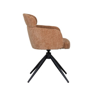 LABEL51 Eetkamerstoelen Levi - Cognac - Chenille - Zwart Metalen Frame