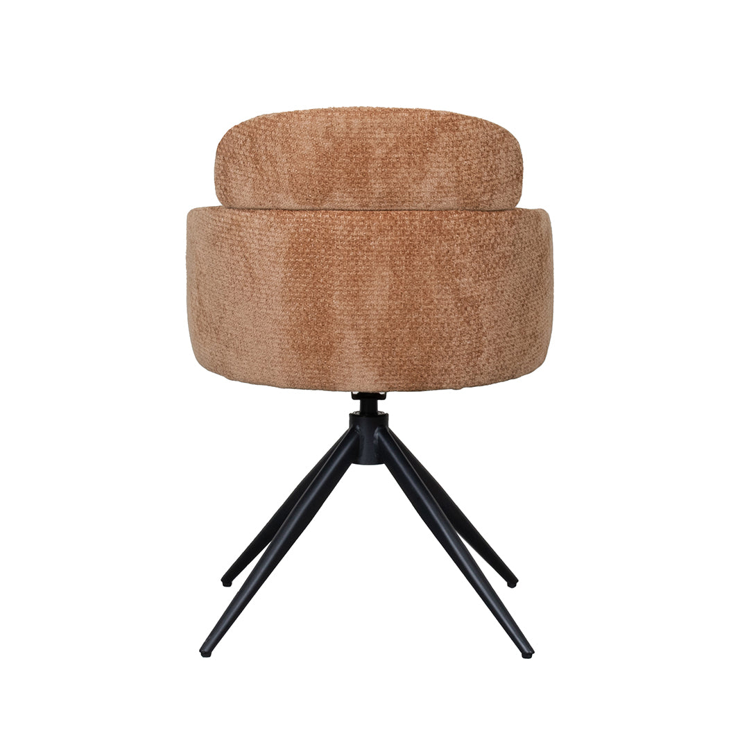 LABEL51 Eetkamerstoelen Levi - Cognac - Chenille - Zwart Metalen Frame