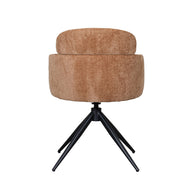 LABEL51 Eetkamerstoelen Levi - Cognac - Chenille - Zwart Metalen Frame