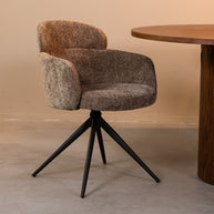LABEL51 Eetkamerstoelen Levi - Hunter - Chenille - Zwart Metalen Frame