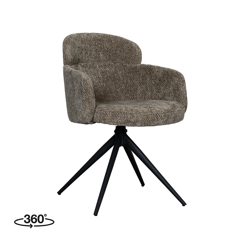 LABEL51 Eetkamerstoelen Levi - Hunter - Chenille - Zwart Metalen Frame