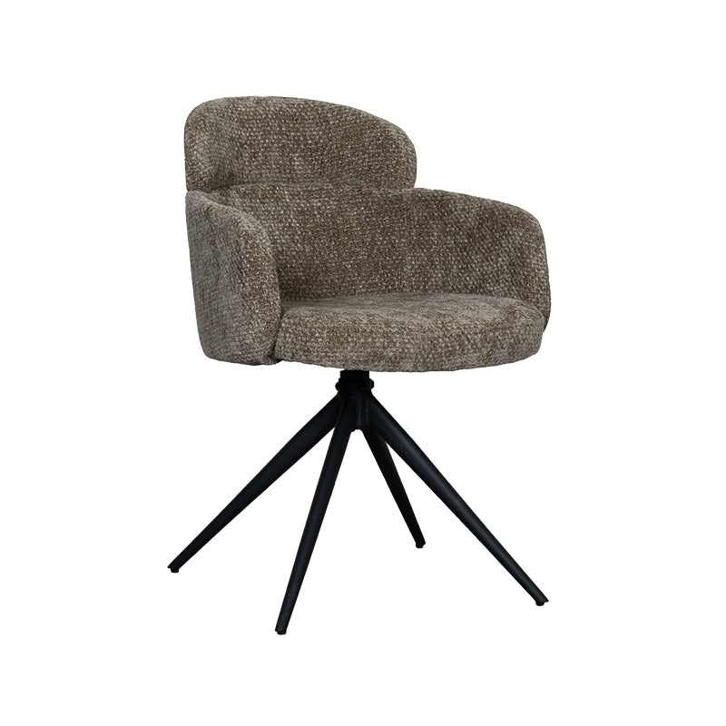 LABEL51 Eetkamerstoelen Levi - Hunter - Chenille - Zwart Metalen Frame