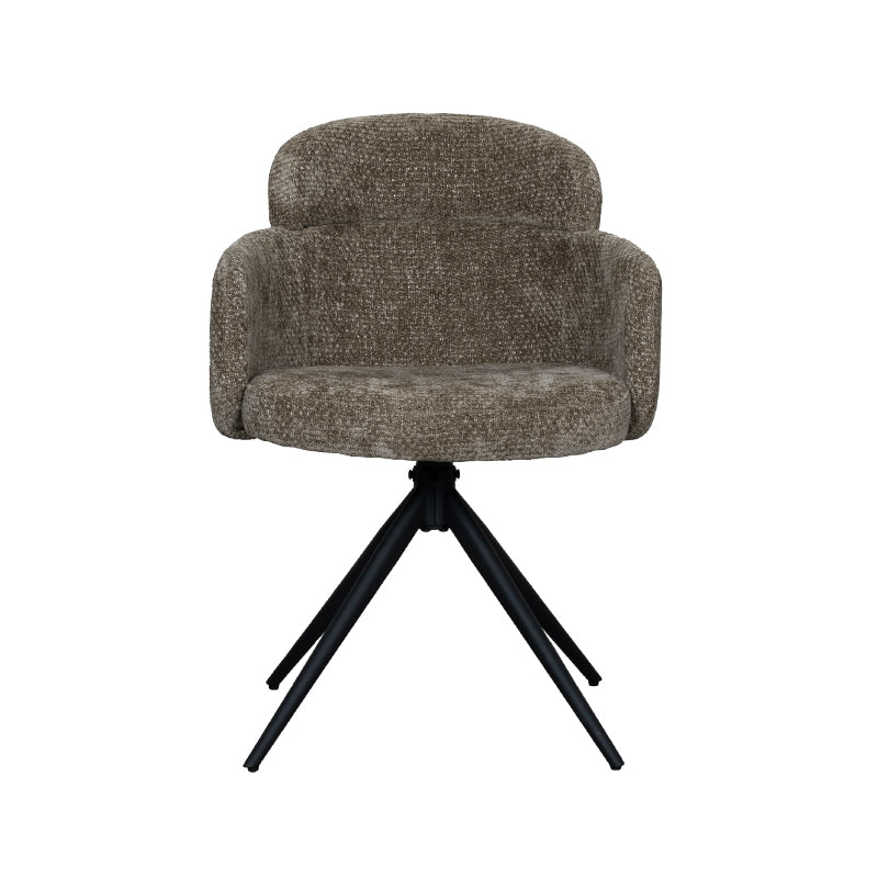 LABEL51 Eetkamerstoelen Levi - Hunter - Chenille - Zwart Metalen Frame
