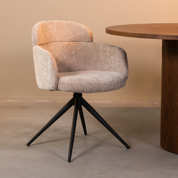 LABEL51 Eetkamerstoelen Levi - Clay - Chenille - Zwart Metalen Frame