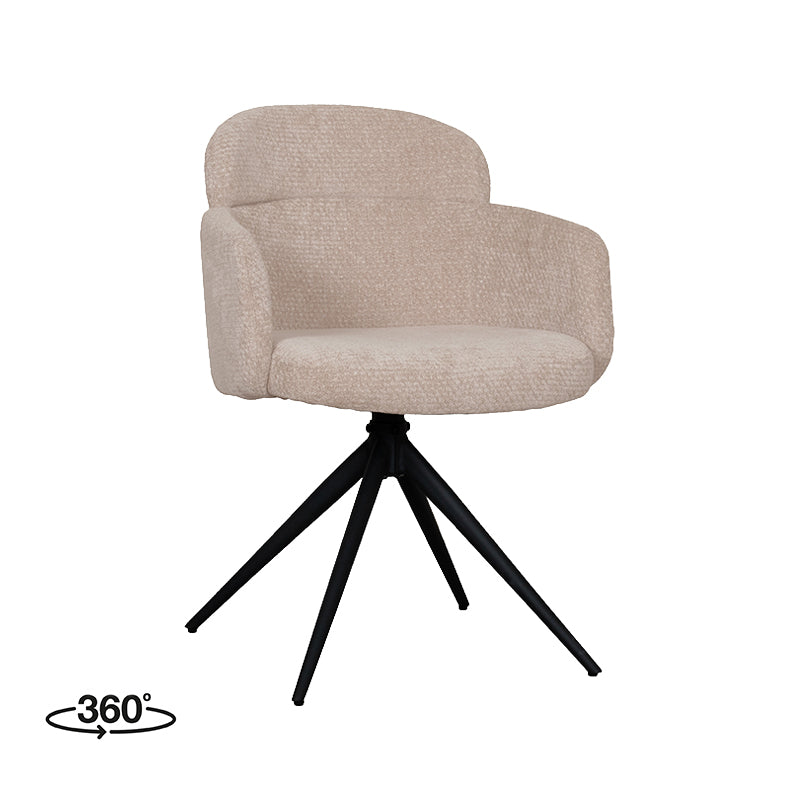 LABEL51 Eetkamerstoelen Levi - Clay - Chenille - Zwart Metalen Frame