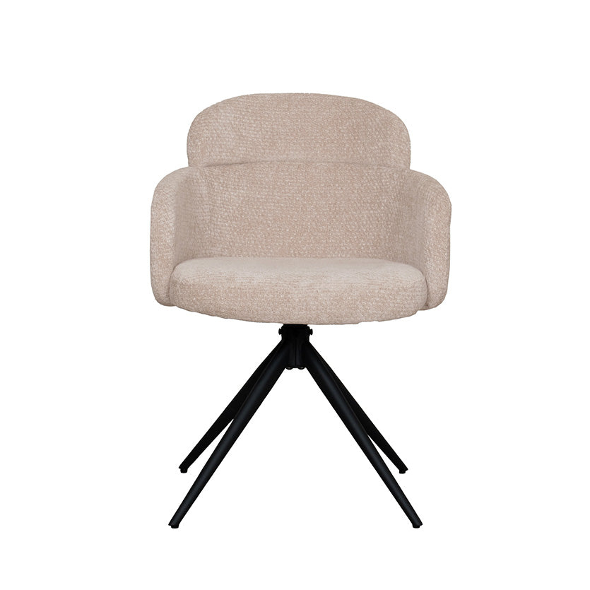 LABEL51 Eetkamerstoelen Levi - Clay - Chenille - Zwart Metalen Frame