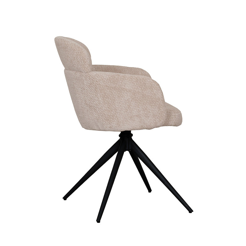 LABEL51 Eetkamerstoelen Levi - Clay - Chenille - Zwart Metalen Frame