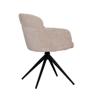 LABEL51 Eetkamerstoelen Levi - Clay - Chenille - Zwart Metalen Frame