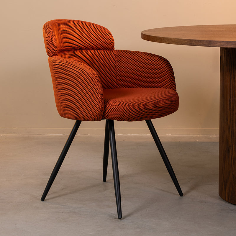 LABEL51 Eetkamerstoelen Dinner - Rust - Geweven - Zwart Metalen Frame