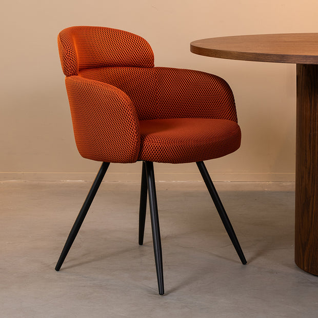 LABEL51 Eetkamerstoelen Dinner - Rust - Geweven - Zwart Metalen Frame