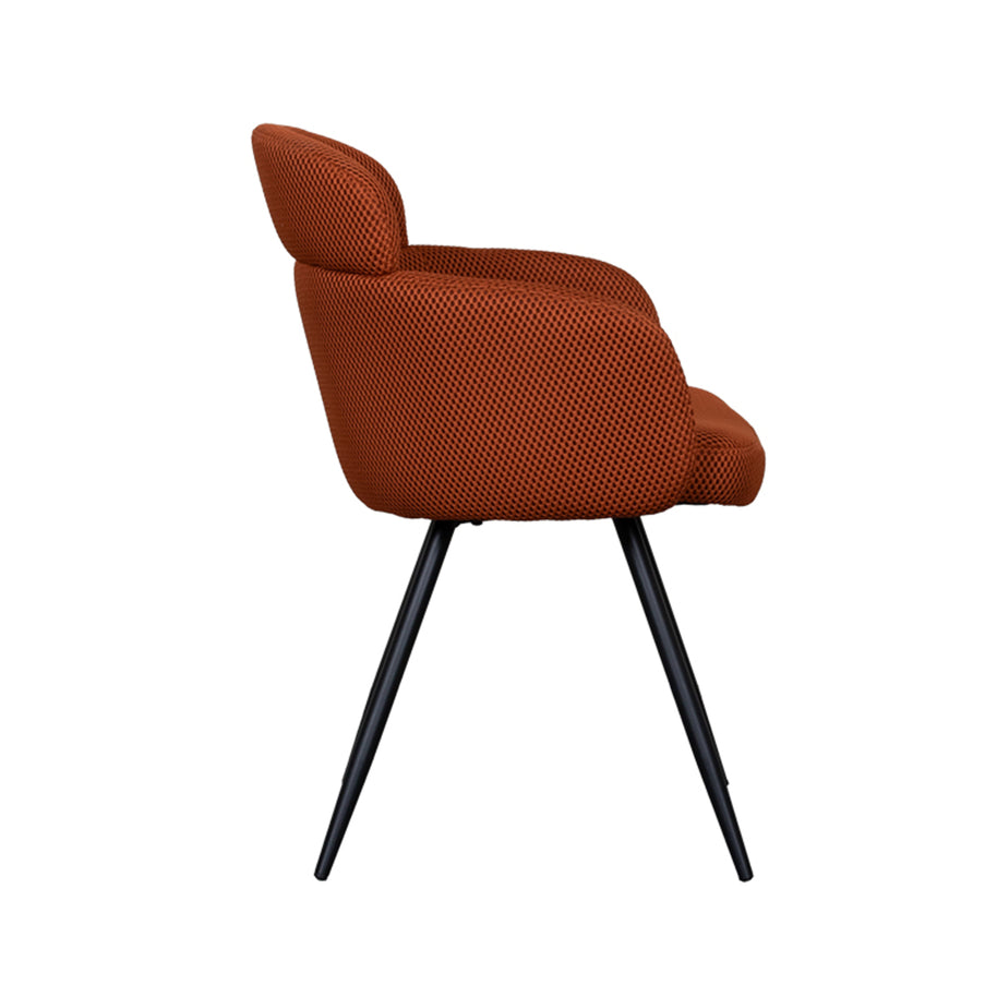 LABEL51 Eetkamerstoelen Dinner - Rust - Geweven - Zwart Metalen Frame