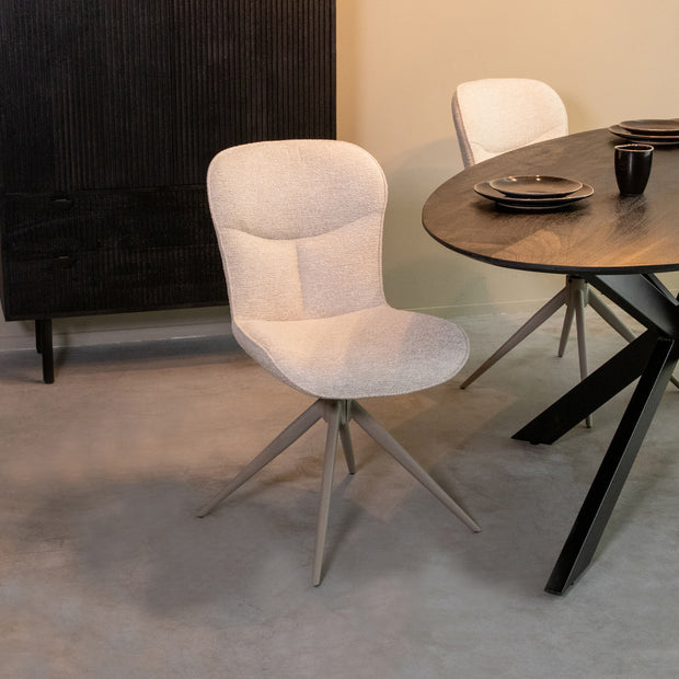 LABEL51 Eetkamerstoelen Thorben - Naturel - Geweven - Taupe Metalen Frame