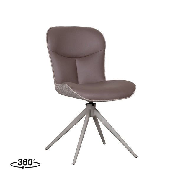 LABEL51 Eetkamerstoelen Thorben - Bruin - Kunstleder - Taupe Metalen Frame