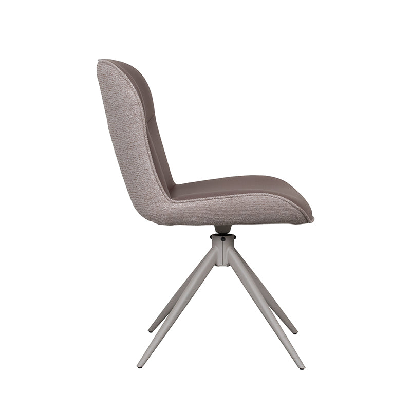 LABEL51 Eetkamerstoelen Thorben - Bruin - Kunstleder - Taupe Metalen Frame
