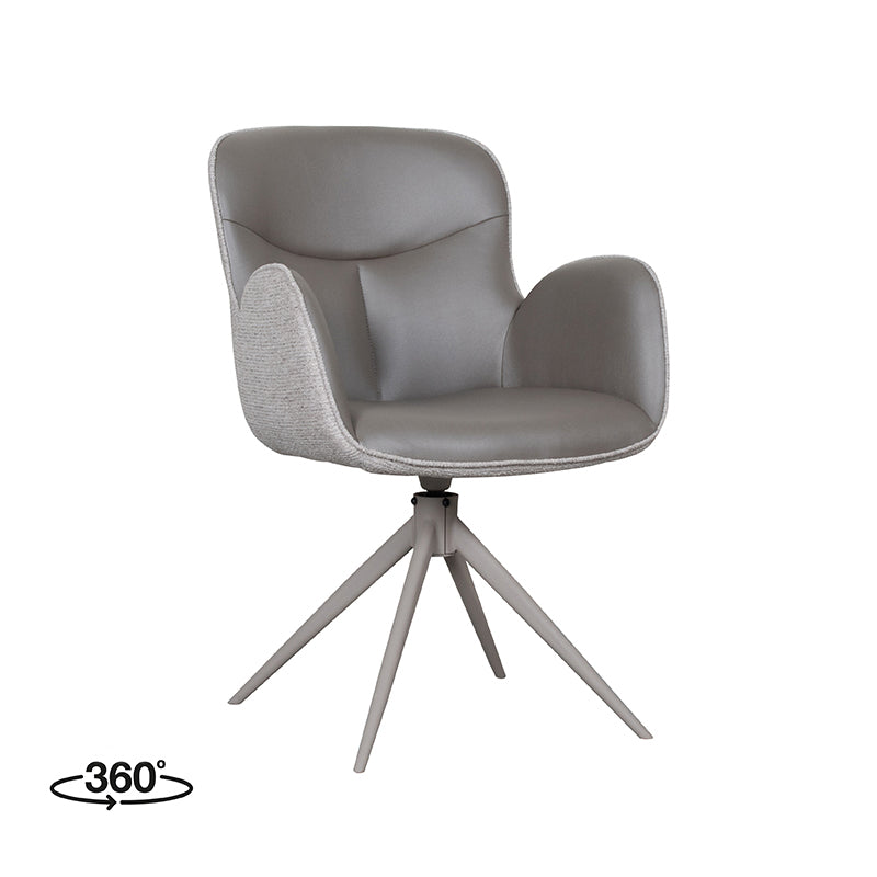 LABEL51 Eetkamerstoelen Lasse - Forest - Kunstleder - Taupe Metalen Frame