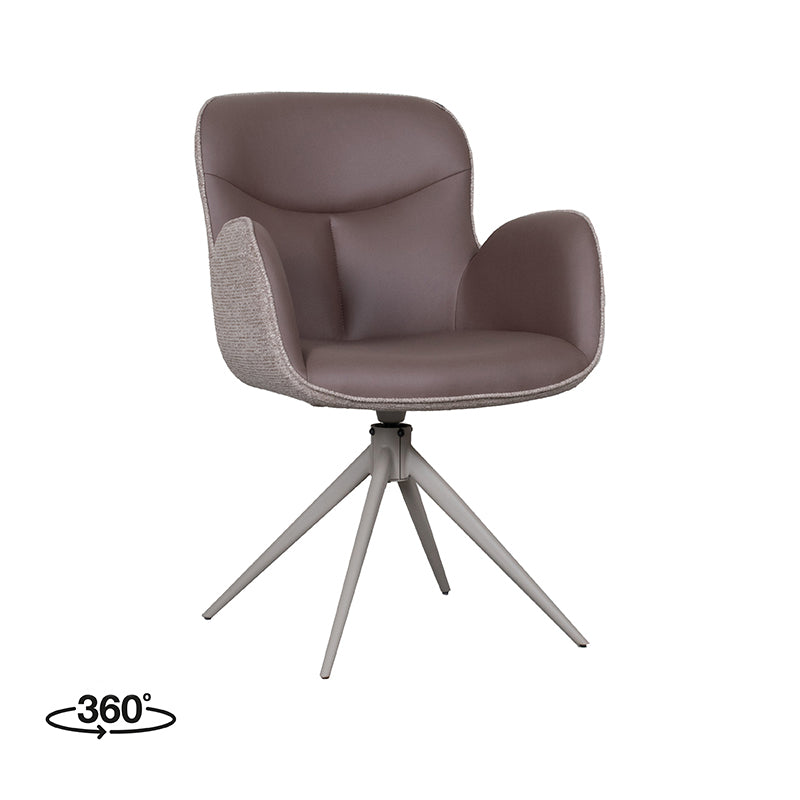 LABEL51 Eetkamerstoelen Lasse - Bruin - Kunstleder - Taupe Metalen Frame