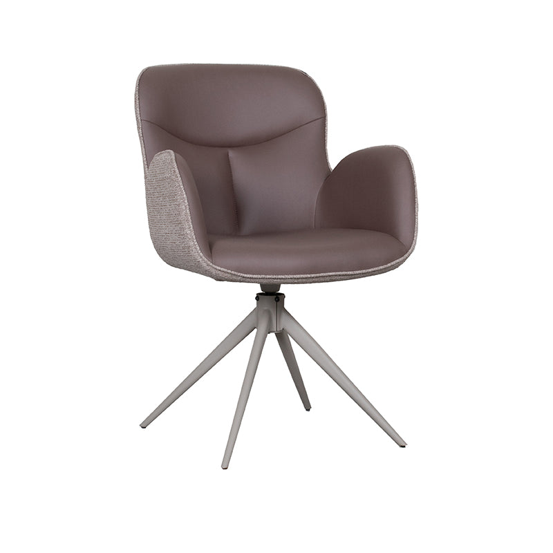 LABEL51 Eetkamerstoelen Lasse - Bruin - Kunstleder - Taupe Metalen Frame