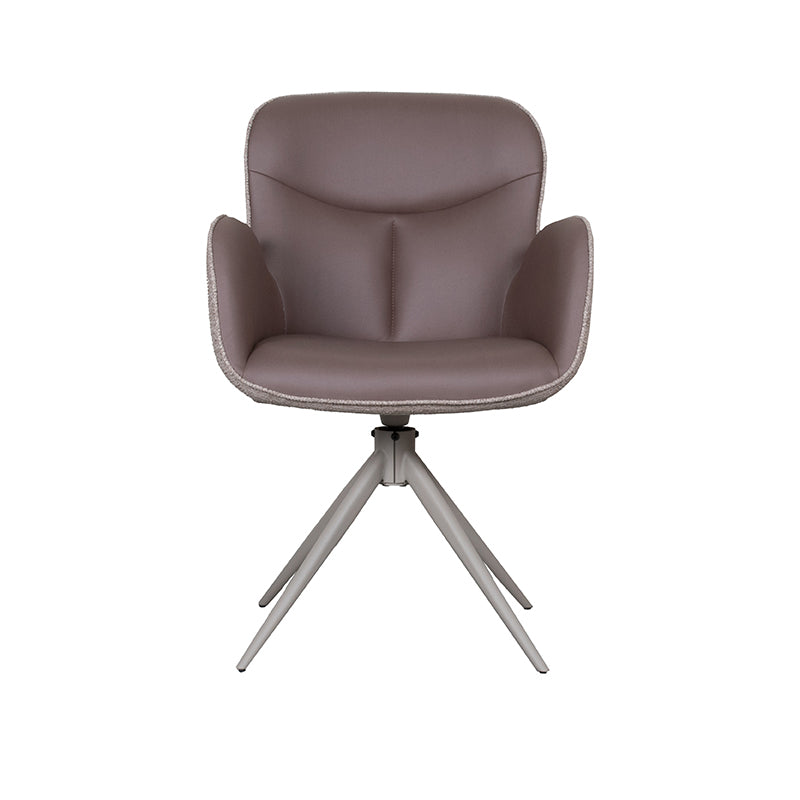 LABEL51 Eetkamerstoelen Lasse - Bruin - Kunstleder - Taupe Metalen Frame