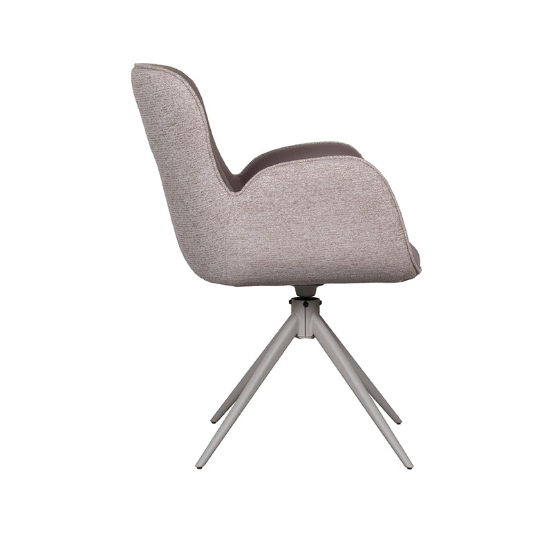 LABEL51 Eetkamerstoelen Lasse - Bruin - Kunstleder - Taupe Metalen Frame