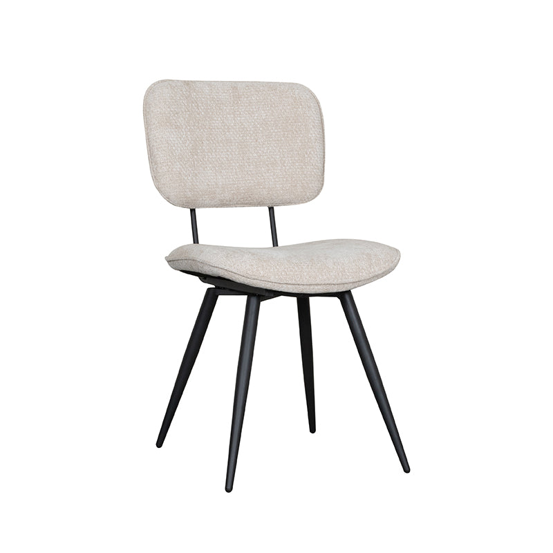 LABEL51 Eetkamerstoelen Liva - Naturel - Chenille - Zwart Metalen Frame