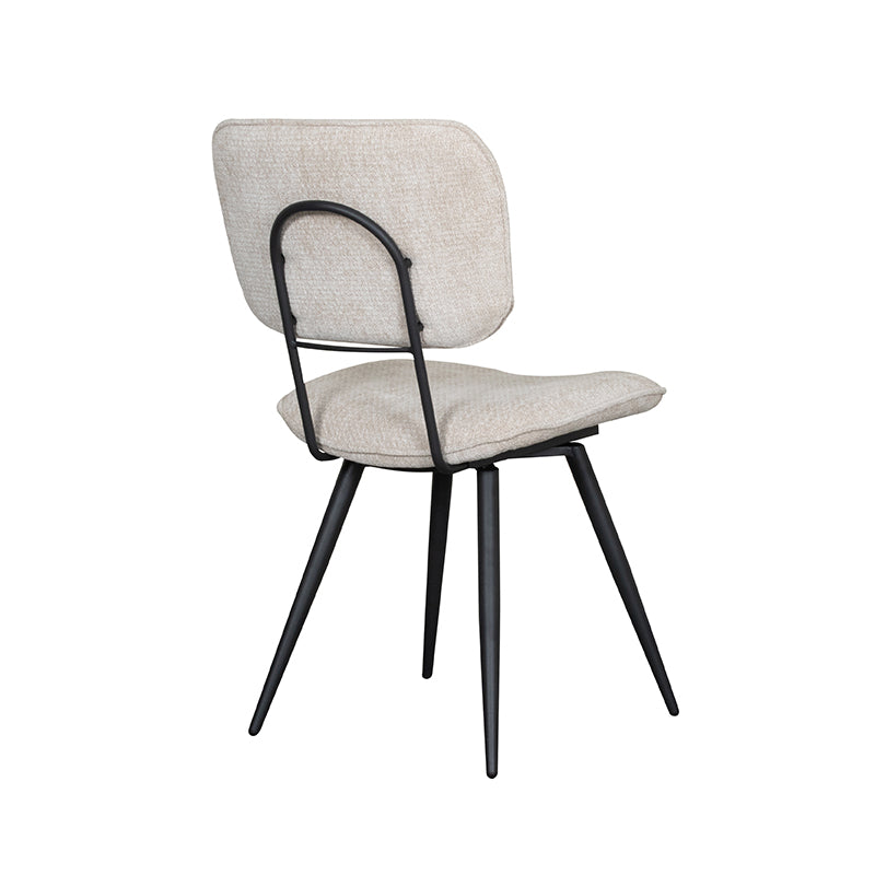 LABEL51 Eetkamerstoelen Liva - Naturel - Chenille - Zwart Metalen Frame