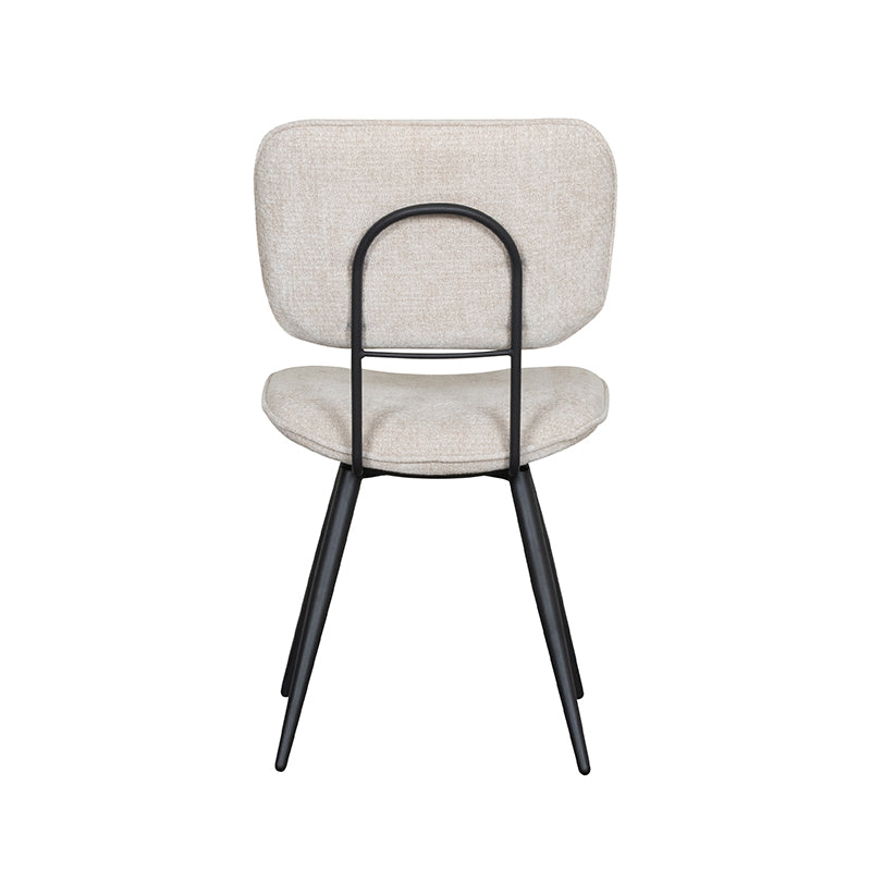 LABEL51 Eetkamerstoelen Liva - Naturel - Chenille - Zwart Metalen Frame