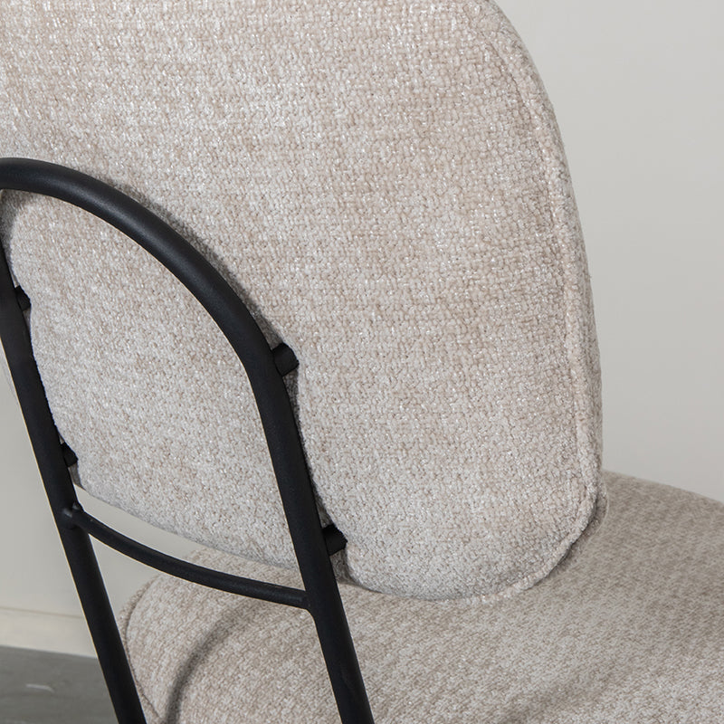 LABEL51 Eetkamerstoelen Liva - Naturel - Chenille - Zwart Metalen Frame
