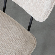 LABEL51 Eetkamerstoelen Liva - Naturel - Chenille - Zwart Metalen Frame