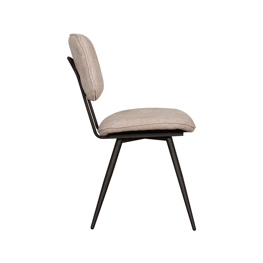 LABEL51 Eetkamerstoelen Liva - Clay - Chenille - Zwart Metalen Frame