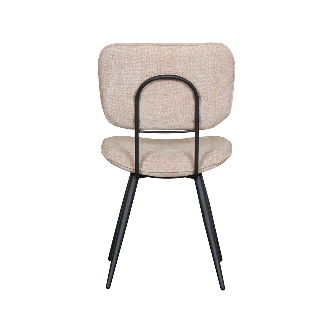 LABEL51 Eetkamerstoelen Liva - Clay - Chenille - Zwart Metalen Frame