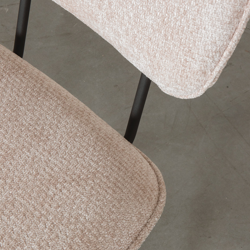 LABEL51 Eetkamerstoelen Liva - Clay - Chenille - Zwart Metalen Frame