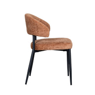 LABEL51 Eetkamerstoelen Bliss - Cognac - Chenille - Zwart Metalen Frame