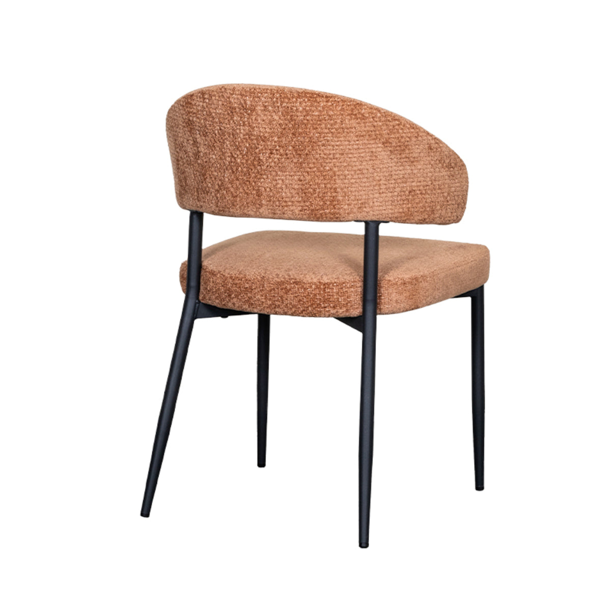 LABEL51 Eetkamerstoelen Bliss - Cognac - Chenille - Zwart Metalen Frame