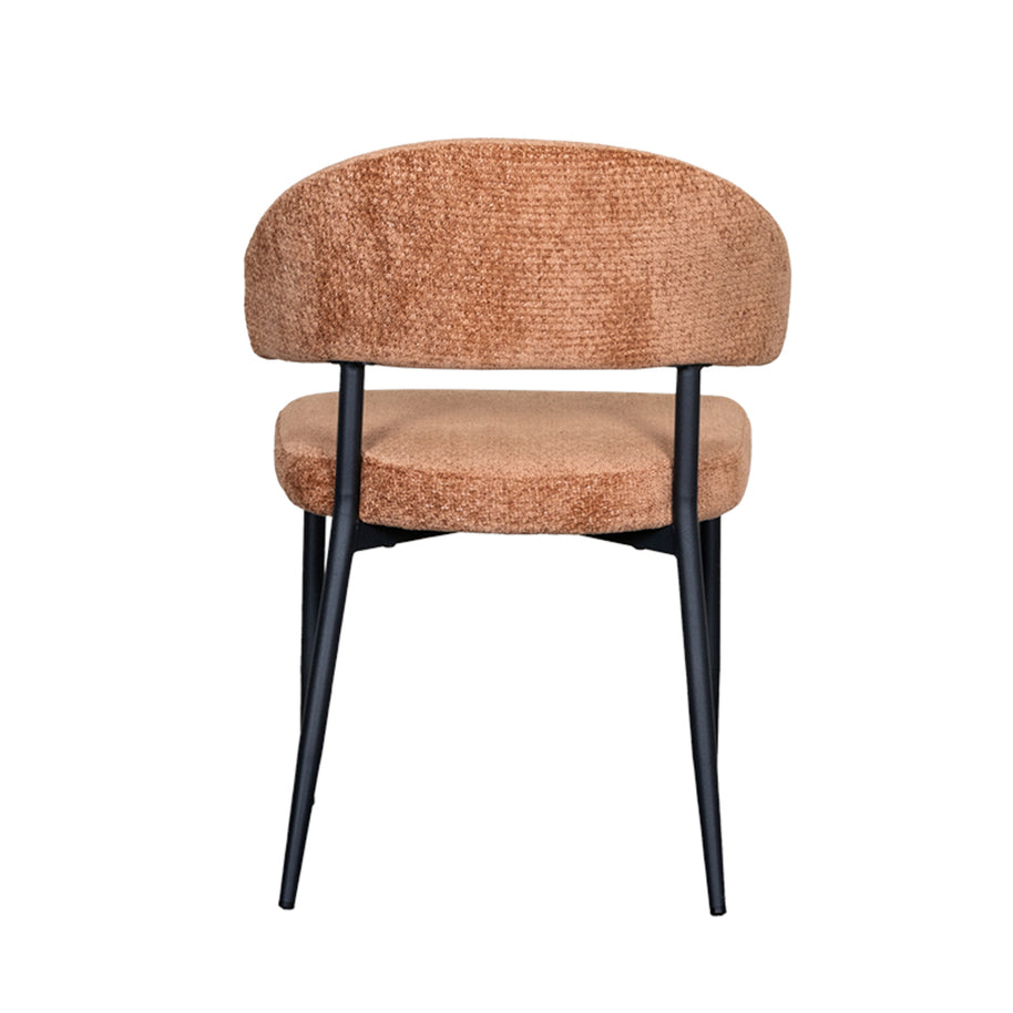 LABEL51 Eetkamerstoelen Bliss - Cognac - Chenille - Zwart Metalen Frame