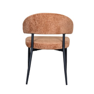 LABEL51 Eetkamerstoelen Bliss - Cognac - Chenille - Zwart Metalen Frame