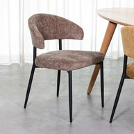 LABEL51 Eetkamerstoelen Bliss - Hunter - Chenille - Zwart Metalen Frame