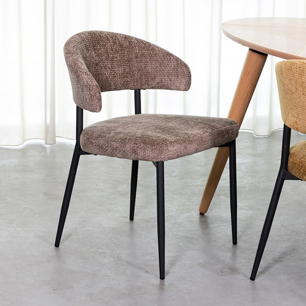 LABEL51 Eetkamerstoelen Bliss - Hunter - Chenille - Zwart Metalen Frame