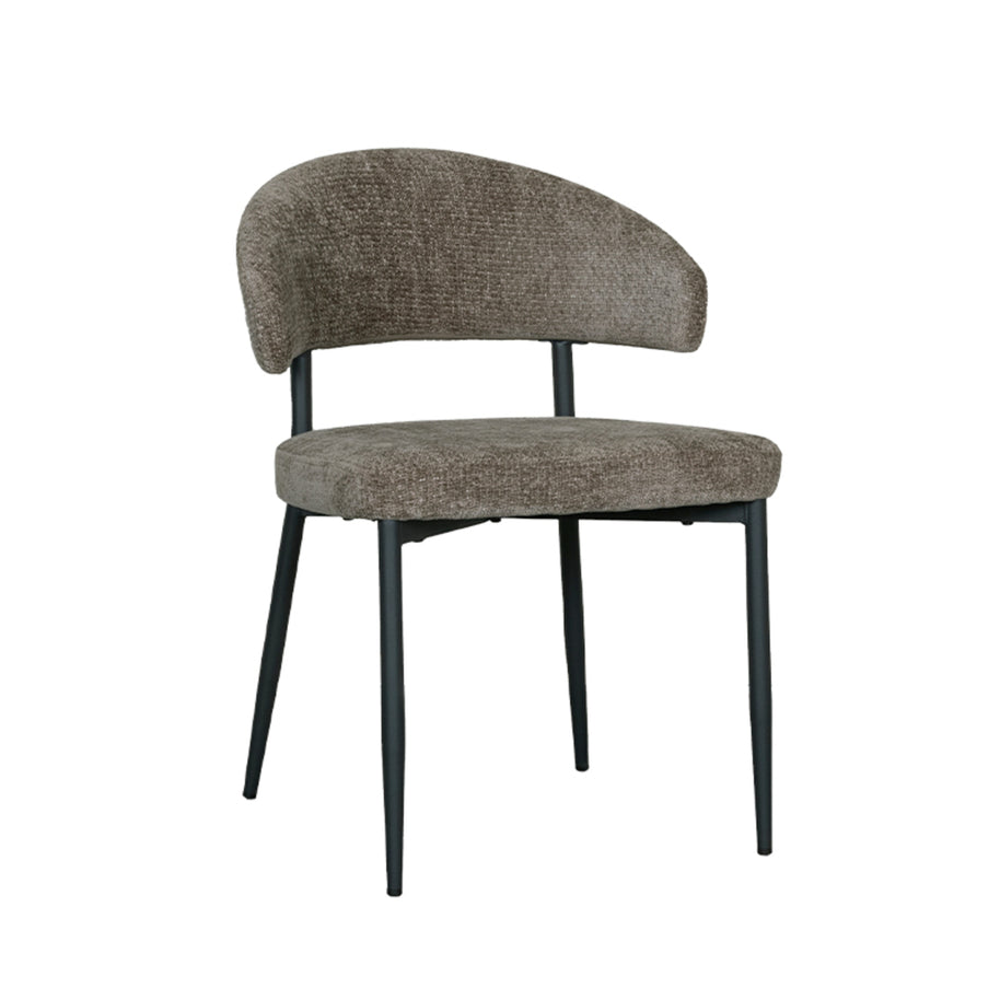 LABEL51 Eetkamerstoelen Bliss - Hunter - Chenille - Zwart Metalen Frame