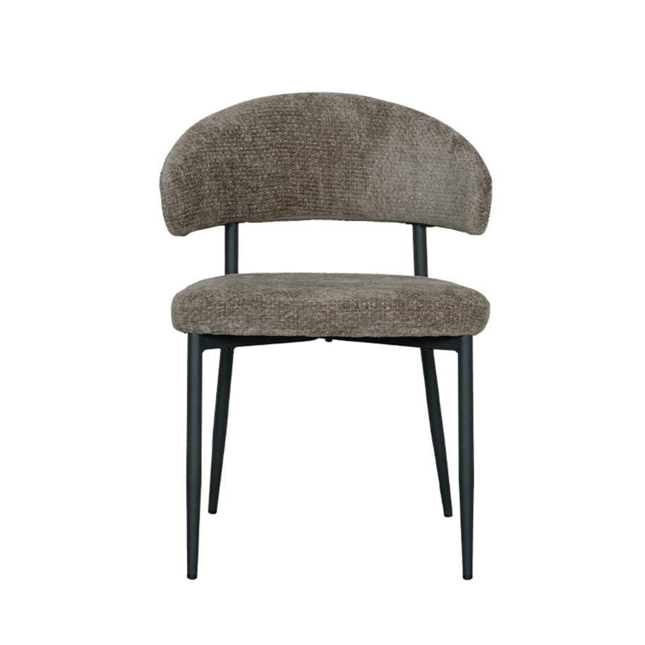LABEL51 Eetkamerstoelen Bliss - Hunter - Chenille - Zwart Metalen Frame