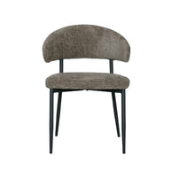 LABEL51 Eetkamerstoelen Bliss - Hunter - Chenille - Zwart Metalen Frame