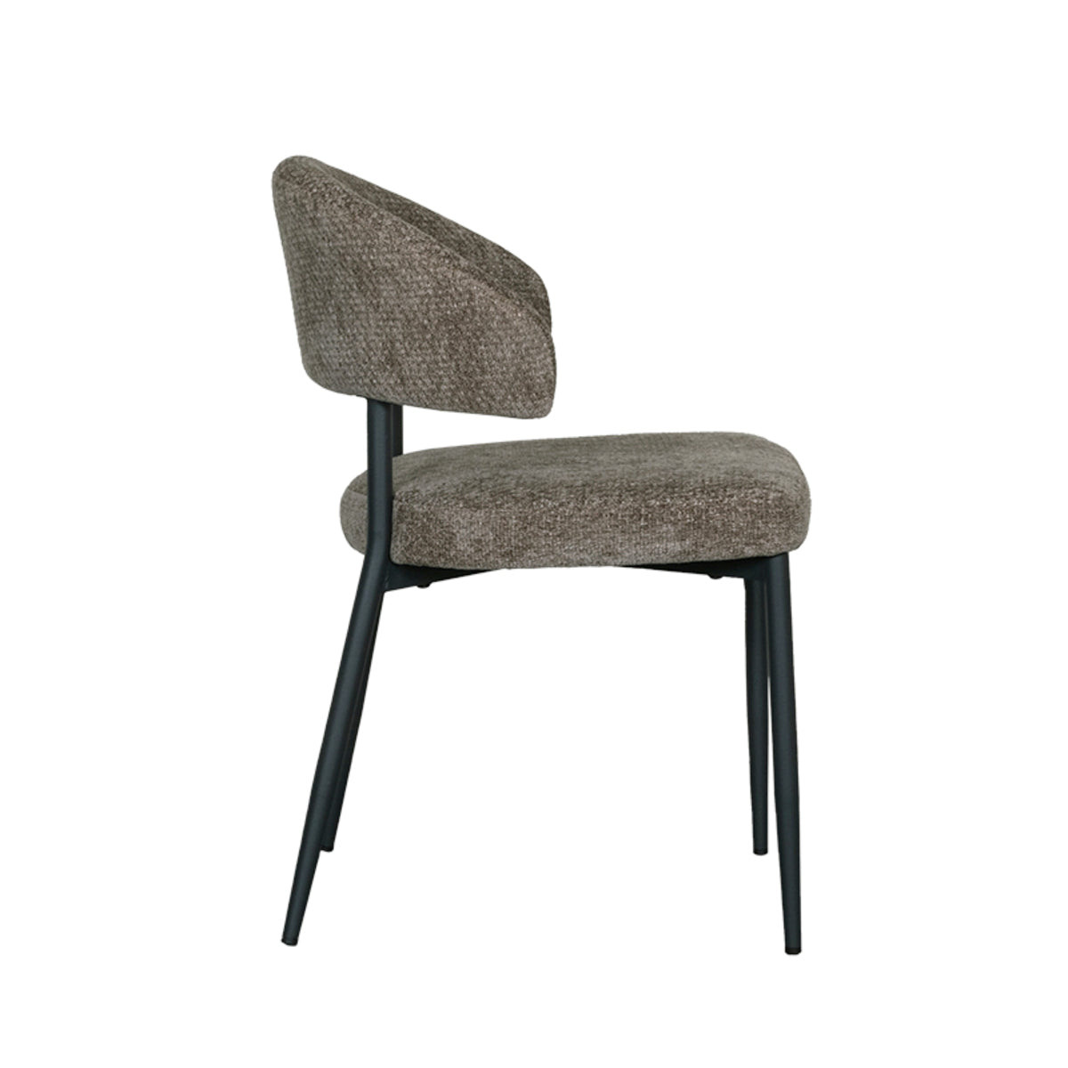 LABEL51 Eetkamerstoelen Bliss - Hunter - Chenille - Zwart Metalen Frame