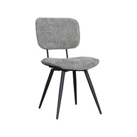 LABEL51 Eetkamerstoelen Liva - Stone - Chenille - Zwart Metalen Frame