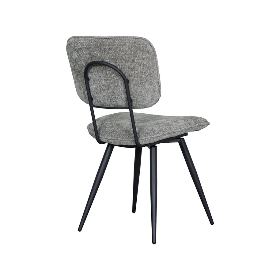 LABEL51 Eetkamerstoelen Liva - Stone - Chenille - Zwart Metalen Frame