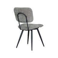 LABEL51 Eetkamerstoelen Liva - Stone - Chenille - Zwart Metalen Frame