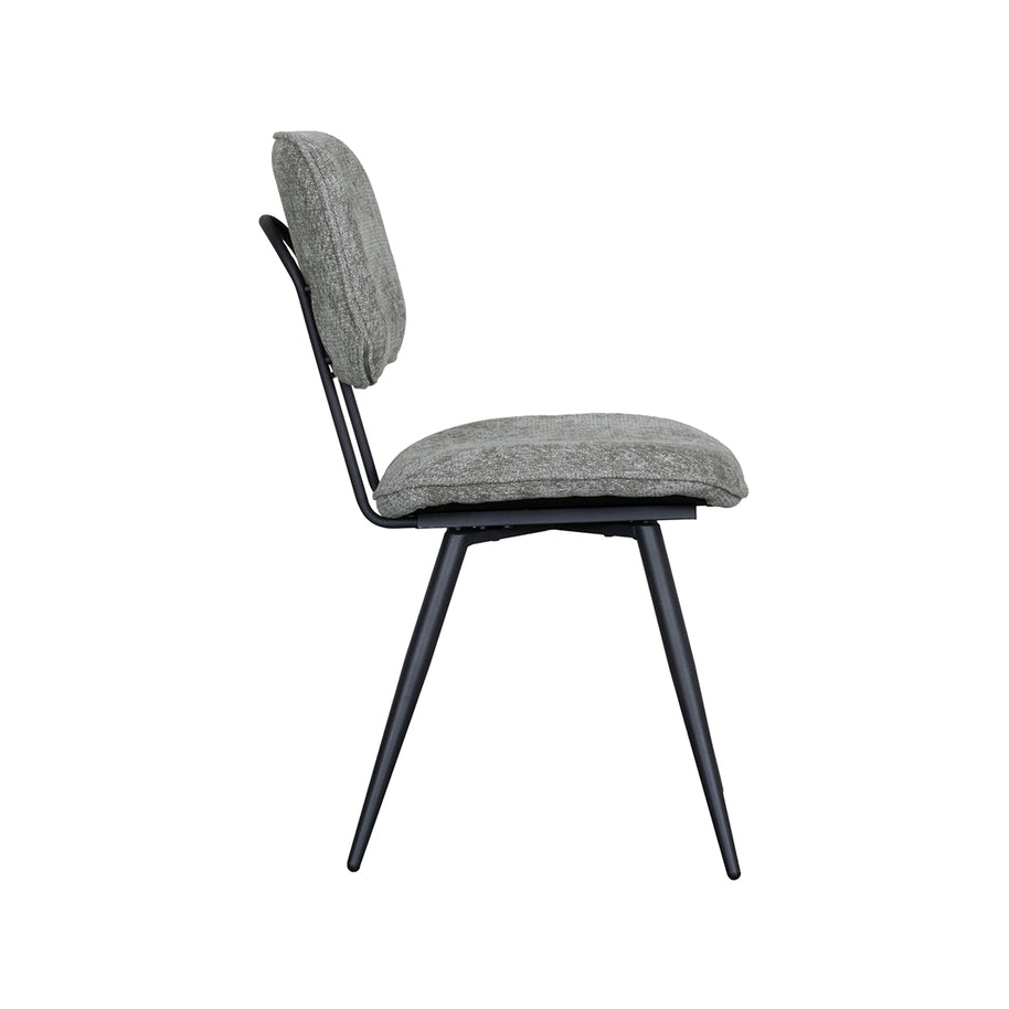 LABEL51 Eetkamerstoelen Liva - Stone - Chenille - Zwart Metalen Frame