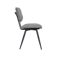 LABEL51 Eetkamerstoelen Liva - Stone - Chenille - Zwart Metalen Frame