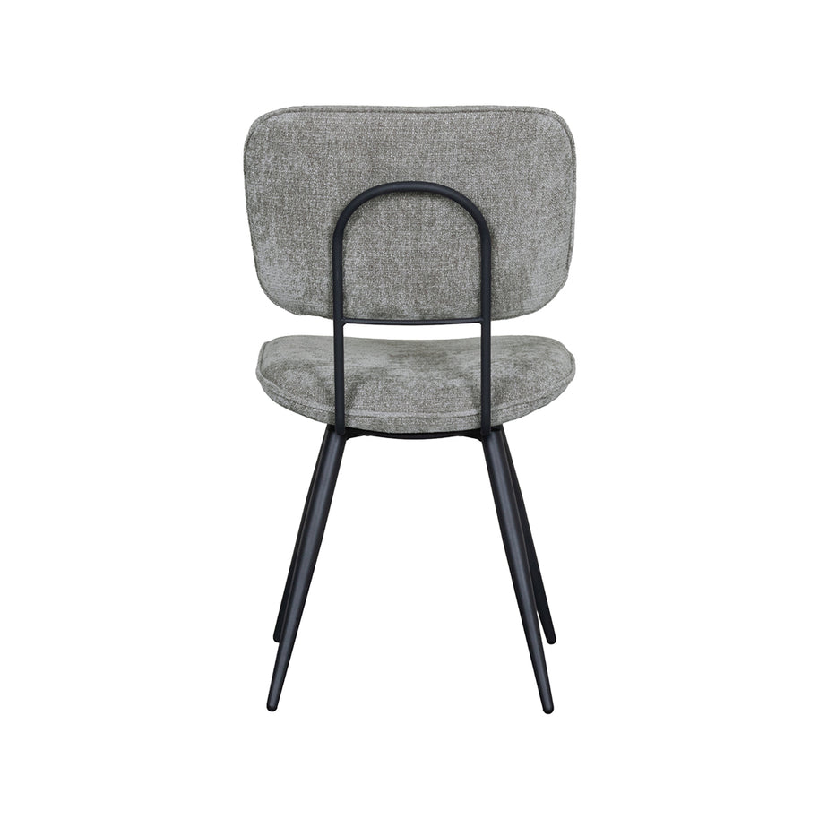 LABEL51 Eetkamerstoelen Liva - Stone - Chenille - Zwart Metalen Frame