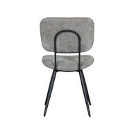 LABEL51 Eetkamerstoelen Liva - Stone - Chenille - Zwart Metalen Frame