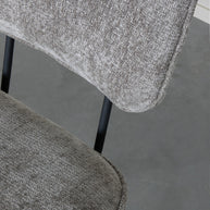 LABEL51 Eetkamerstoelen Liva - Stone - Chenille - Zwart Metalen Frame